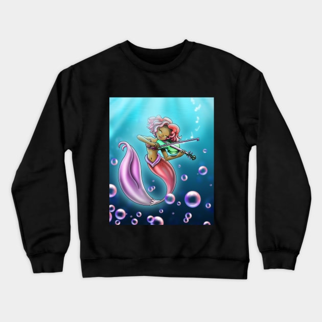 African American Mermaid and Violin Crewneck Sweatshirt by treasured-gift